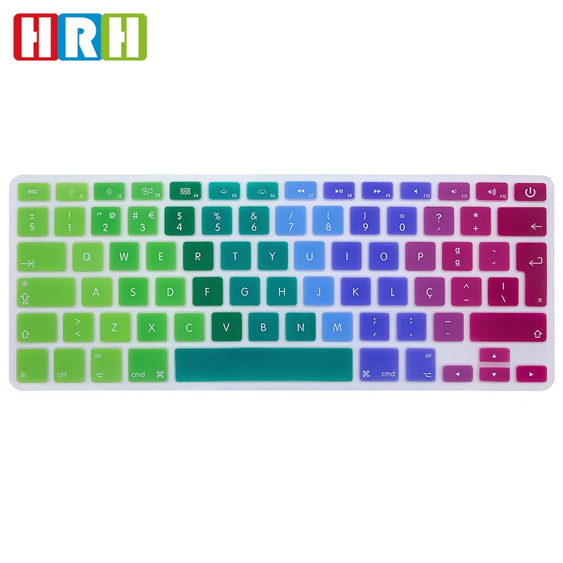 

HRH Slim Rainbow Portuguese Silicone Keyboard Covers Skins Protector for Mac book Air Pro Retina 13" 15" 17" Release Before 2016