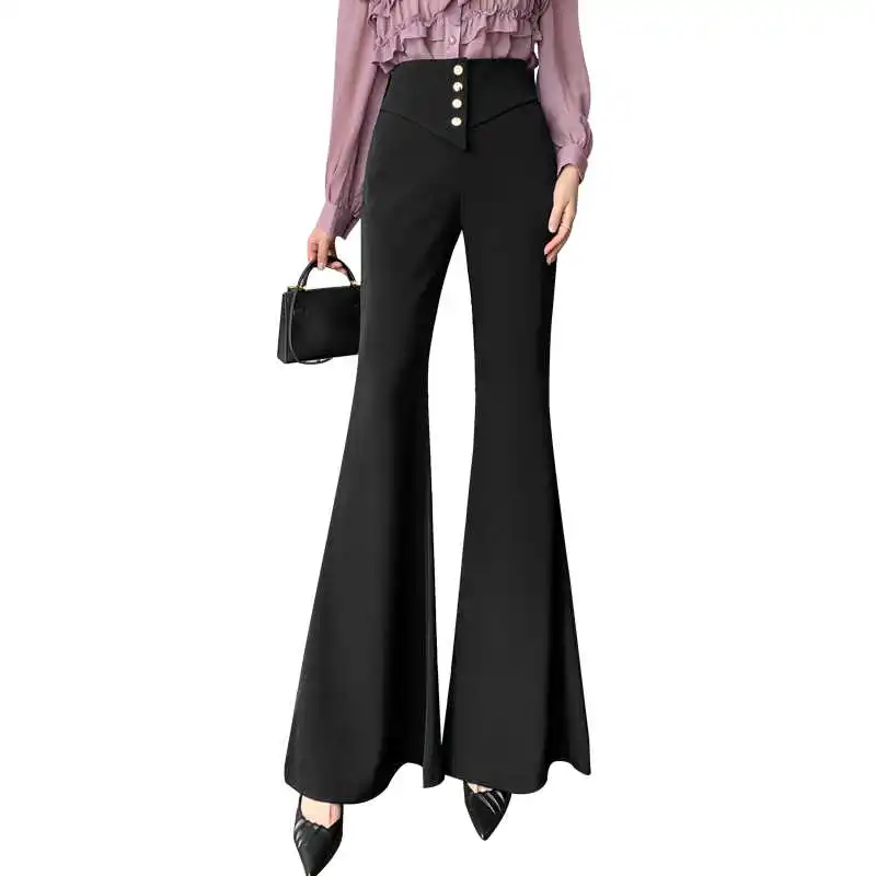 

ICCLEK 2021 spring new high-waisted thin drape flared trousers mopping large flared trousers wide-leg casual pant