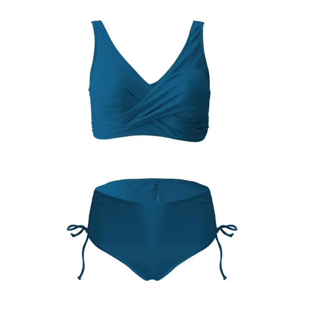 

Bikini Color High Waist Small Fresh Wrapped Chest Top Split Swimsuit Beach Suit U9T6