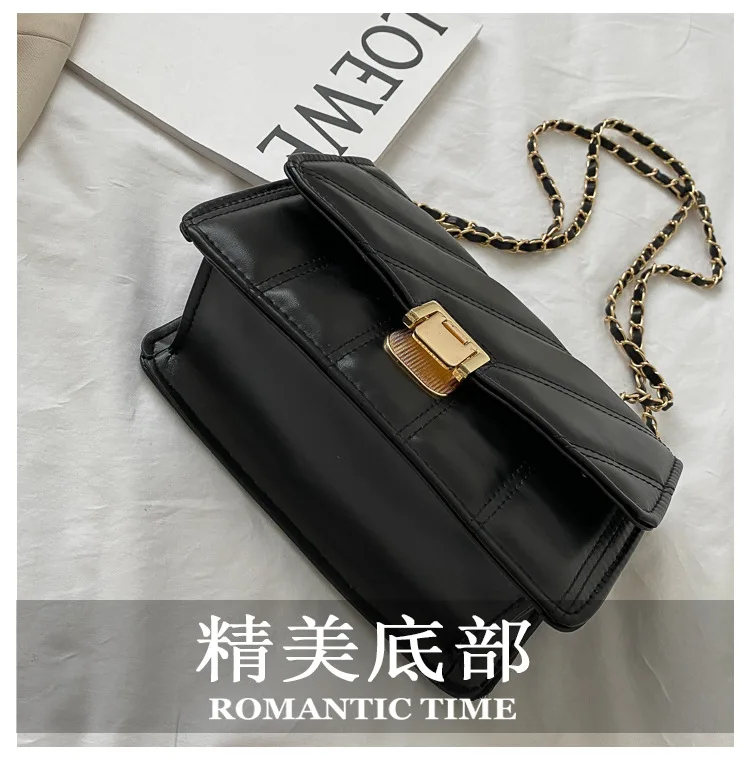 

2021 New Women Fashion Pu Leather Versatile Messenger Shoulder Bag Chain Square Famous Designer Handbag