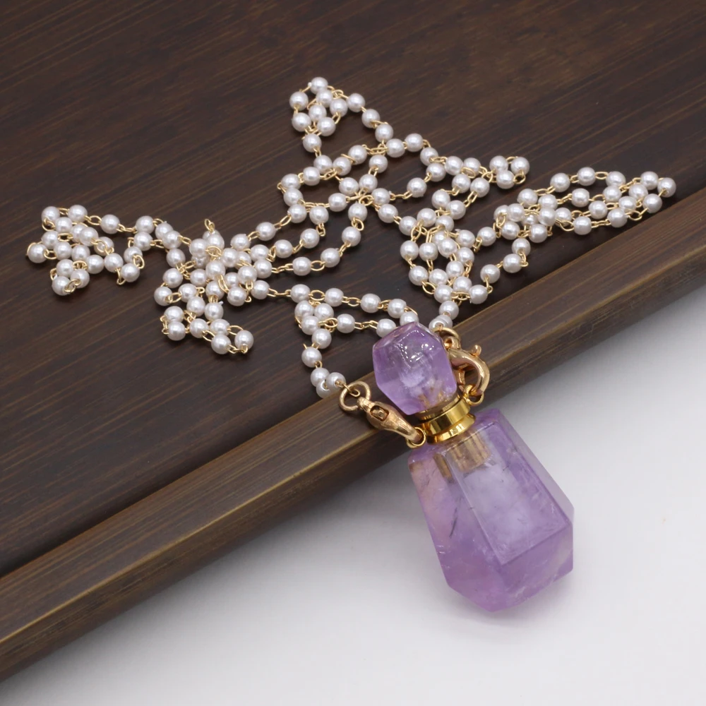 

Natural Semi-precious Stone Amethyst Perfume Bottle Boutique Pendant Making DIY Fashion Charm Necklace Bracelet Jewelry