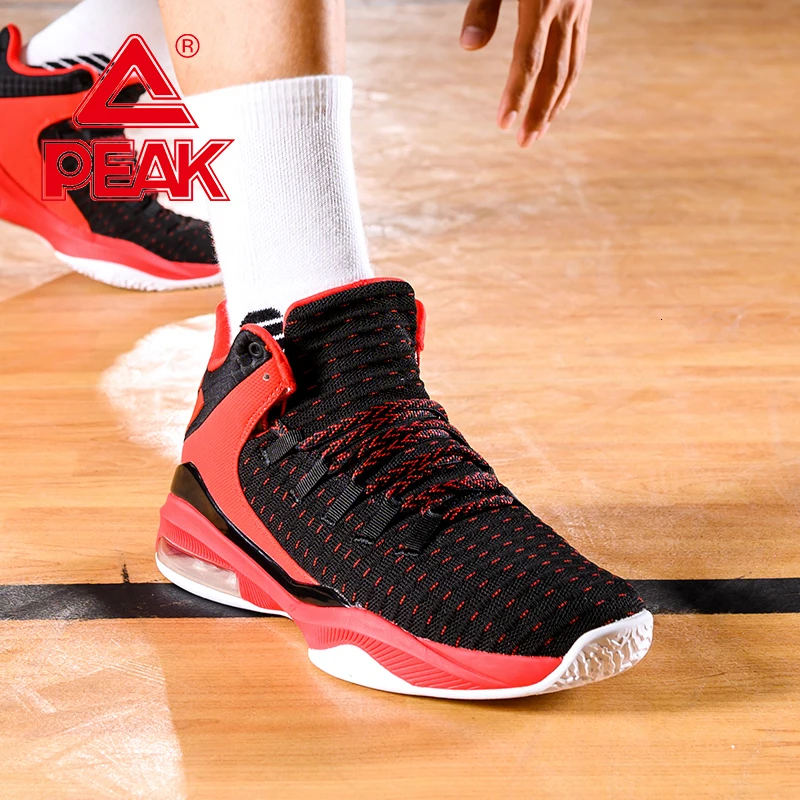 PEAK Men's Air Cushion Basketball Shoes Rebound Boots Outdoor Wearable Non-slip Sneakers Breathable Upper Gym Training Footwear