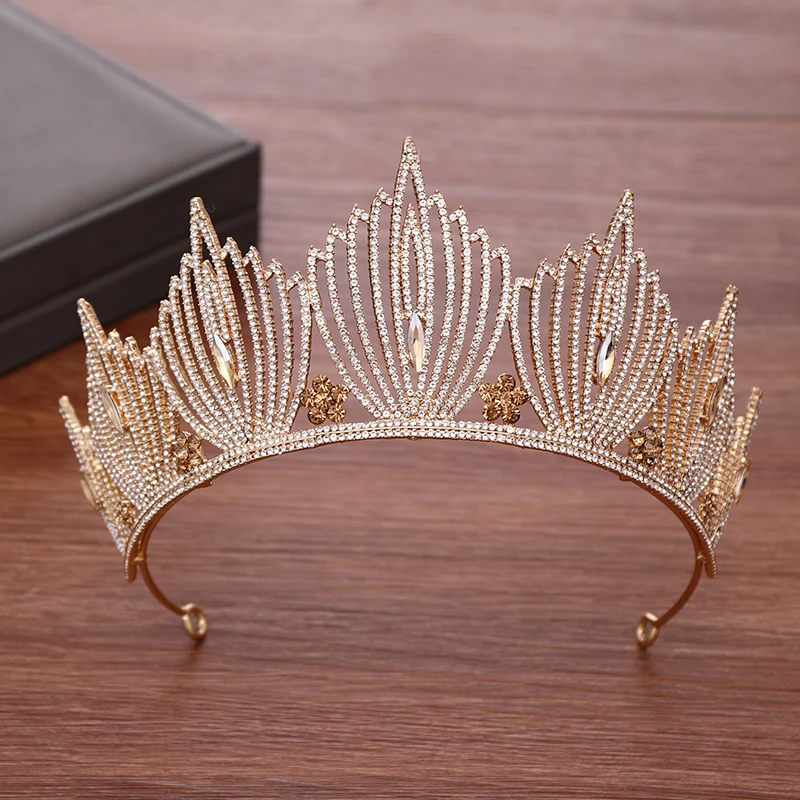 

Rhinestone Crystal Tiaras and Crowns Hair Ornaments Bridal Headpiece Gold Wedding Crown Diadem Bridal Hair Accessories Jewelry