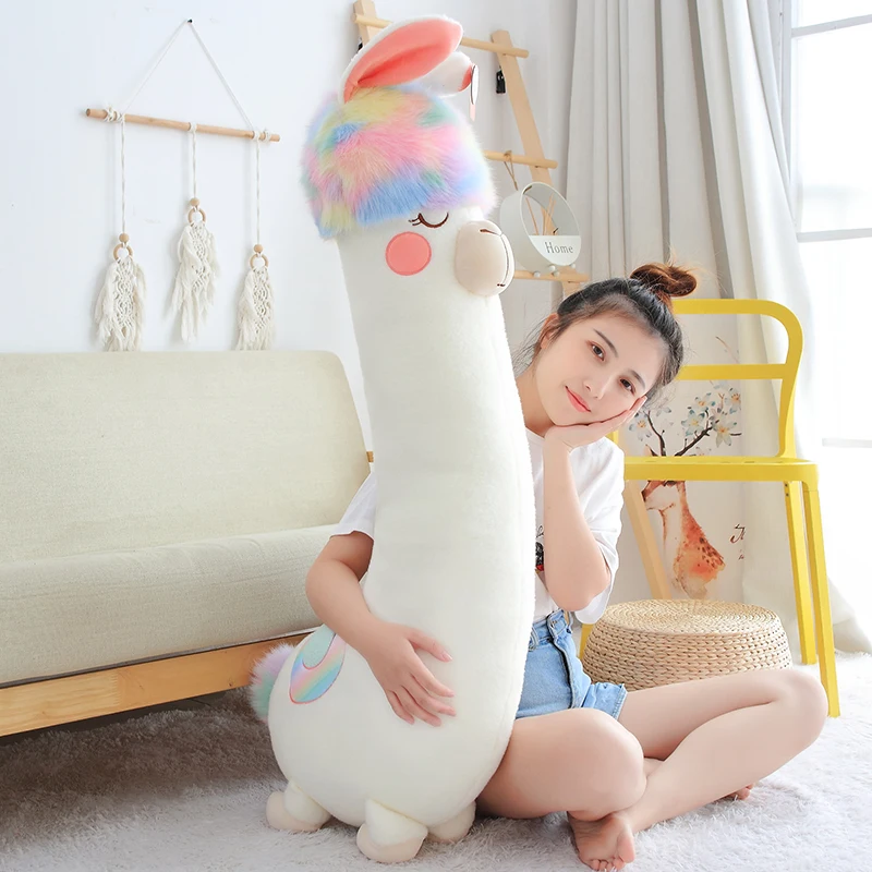 

70-130cm Cute Cartoon Soft Colored Alpaca Plush Toys Stuffed Large Kawaii Animals Pillow Doll For Girls Kids Nice Birthday Gifts