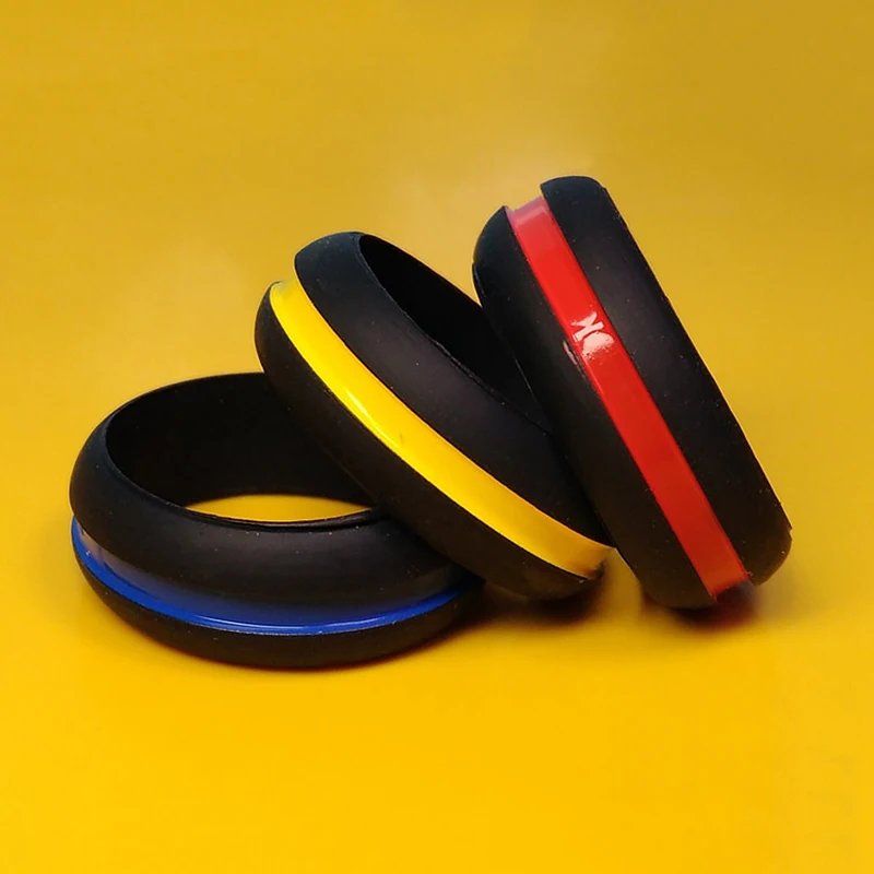 3 шт./компл. модные крутые цветные кольца в полоску из силиконовой резины Размер