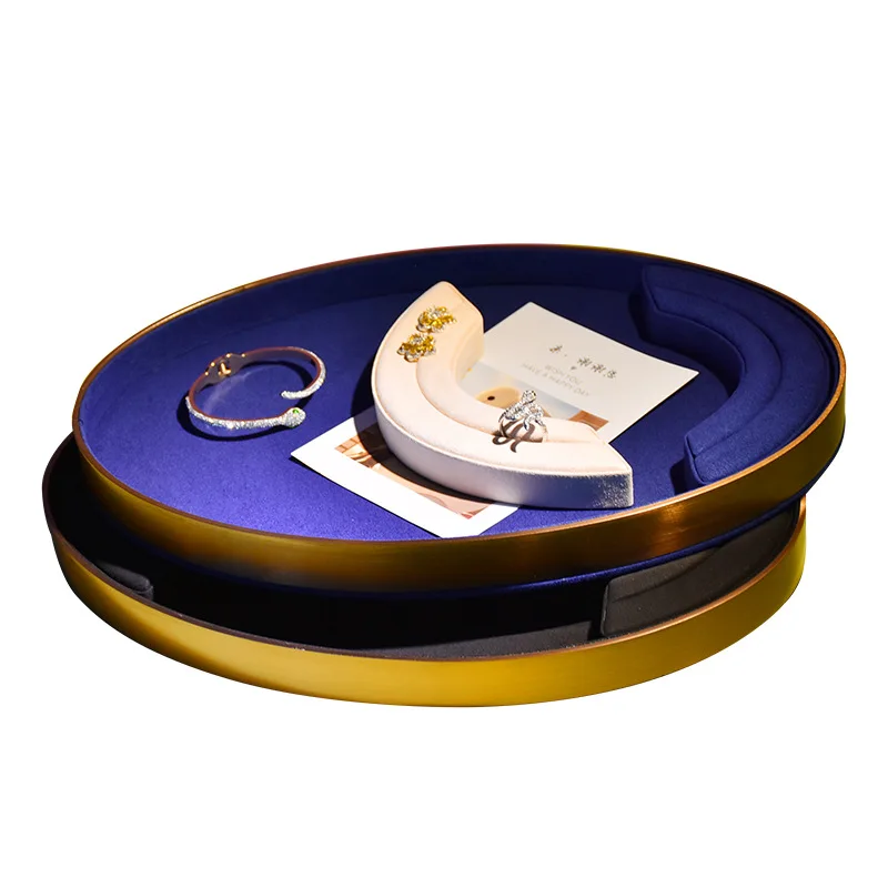 Oval metal watch pallet jewelry tray boutique jewelry display ring earrings necklace bracelet storage tray velvet jewellery box