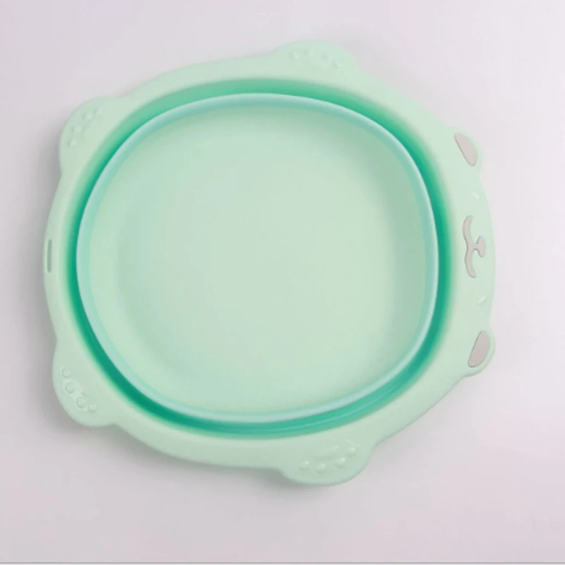 

Portable Foldable Baby Silicone Washbasin Collapsible Tourism Children Wash Tubs Cartoon Bear Shape Baby Bath Products for Kids