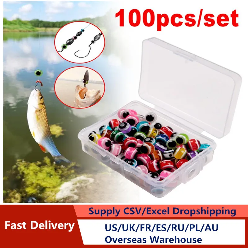 

100Pcs/Set Fish Eye Fishing Bead Carolina Rig Beads 6mm 8mm Plastic Fishing Beads Texas Rig Accessories Bass Fishing Tackle