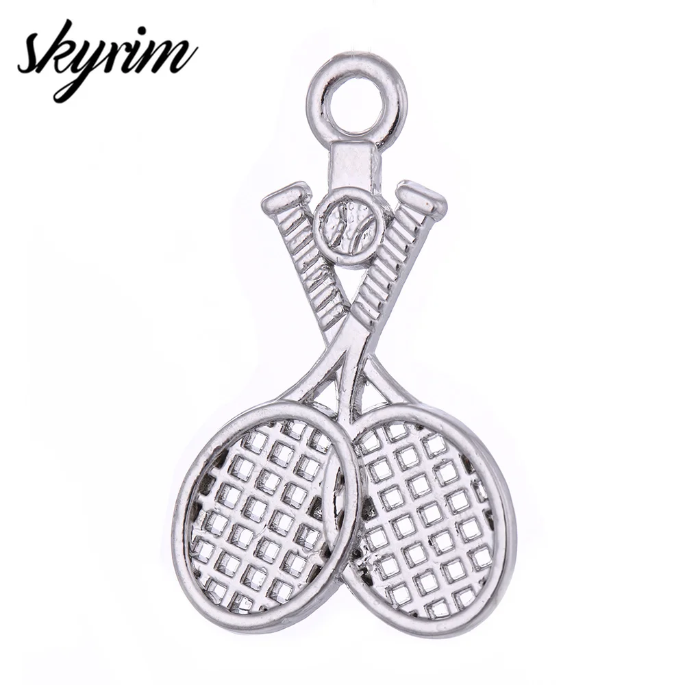 Skyrim 10 шт./лот серебряная Спортивная теннисная подвеска в виде ракетки с родиевым