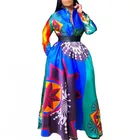 Африканское платье-рубашка Дашики, женское платье с длинным рукавом и высокой талией, корсет, халаты, новинка 2021, Африканское офисное платье-макси с принтом
