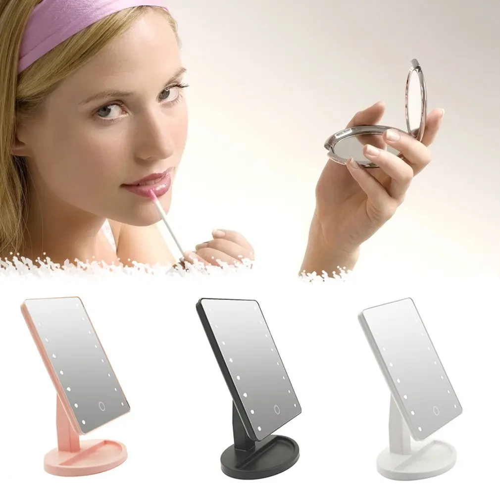 Led настольное зеркало для хранения макияжа с светильник 16 s 360 вращающееся