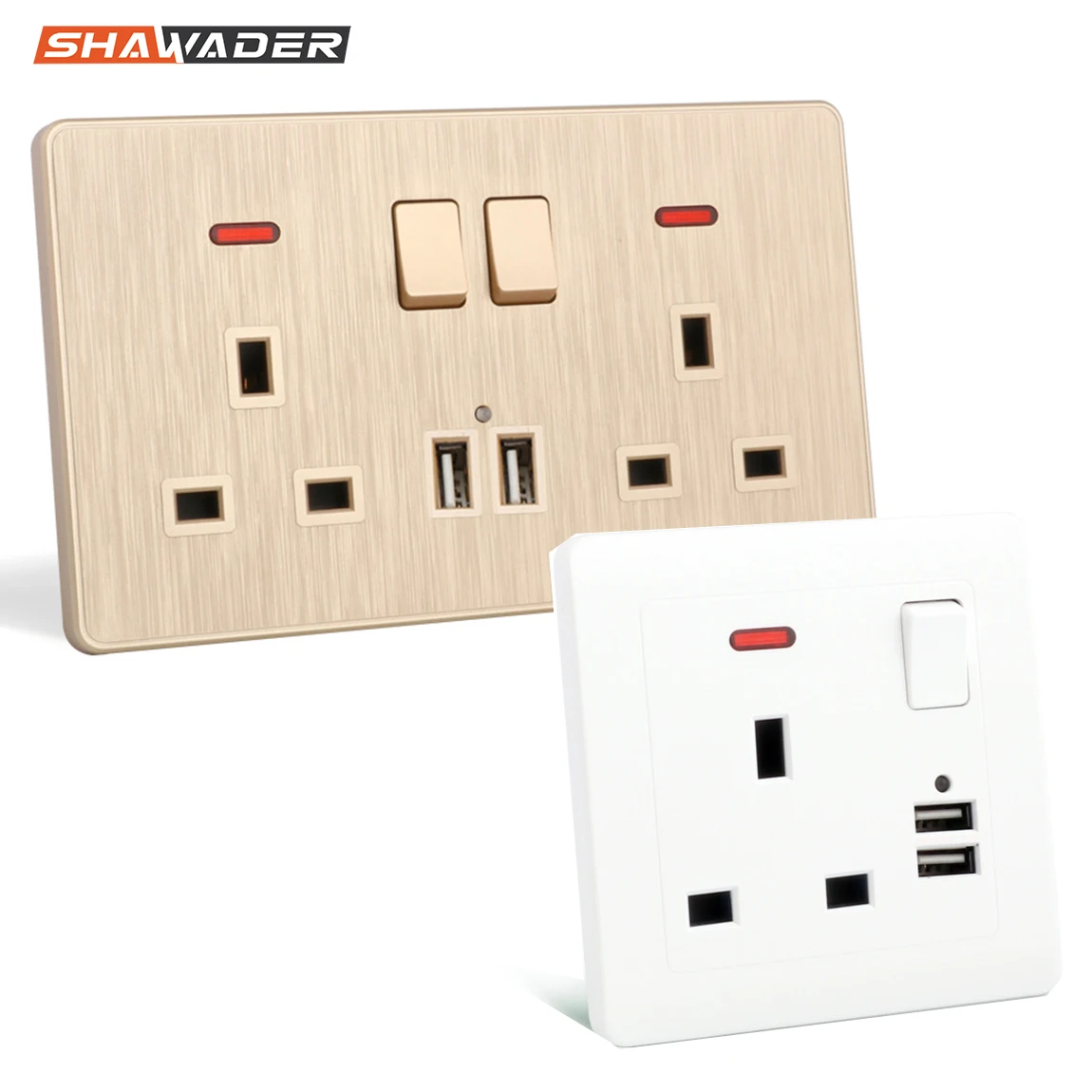 USB настенная розетка 1/2 способ AC Великобритания двойной разъем питания пластина