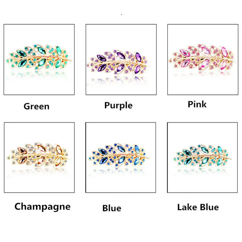 1 шт. красивая женская модная заколка для волос с розовым листом и кристаллами со