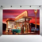 50s фон Route 66 заправочная станция винтажный автомобиль фотография фон фотосъемка студия реквизит вечерние ринка Декор
