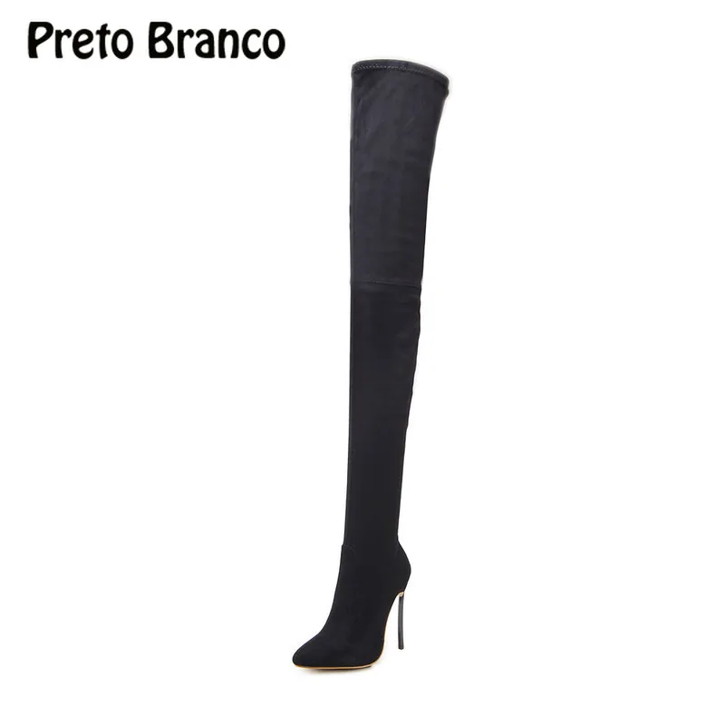 Сапоги женские на высоком каблуке с острым носком осень/зиму|Ботфорты| |