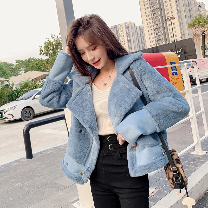 Короткая зимняя шуба из овечьей шкуры для девочек Модная приталенная теплая