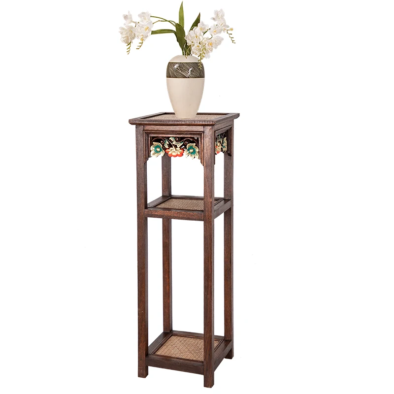 

Chinese Retro Flower Stand Balcony Rack Solid Wood Jardiniere Living Room Multi-Layer Scindapsus Shelf Indoor Flower