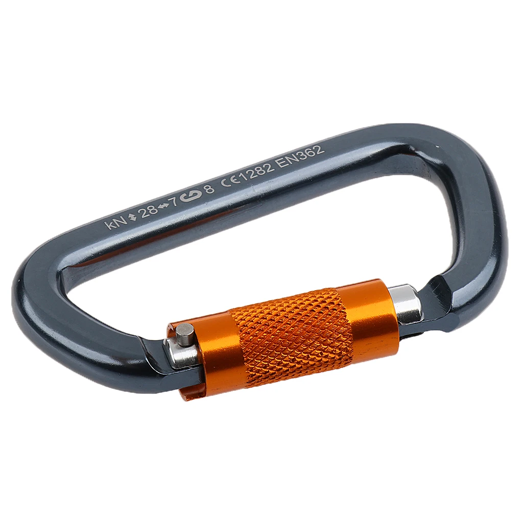 

28KN Aluminum Screw Locking D Carabiner for Rock Climbing Rappelling