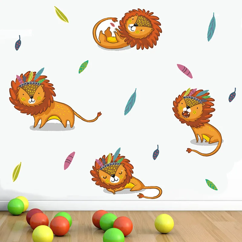 

Zollor Индийский стиль мультфильм Животные Лев Наклейка на стену детская спальня Детский сад класс креативная декоративная наклейка