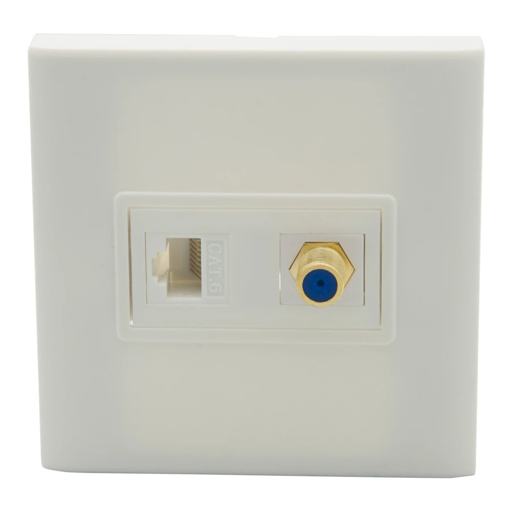 

EU 86 стиль 1 Порт CAT6 RJ45 1 порт коаксиальный F RG6 розетка к розетке настенная пластина