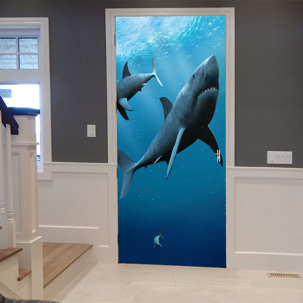 2 шт./компл. художественный декор для дверей акулы Креативные 3D наклейки узор стен