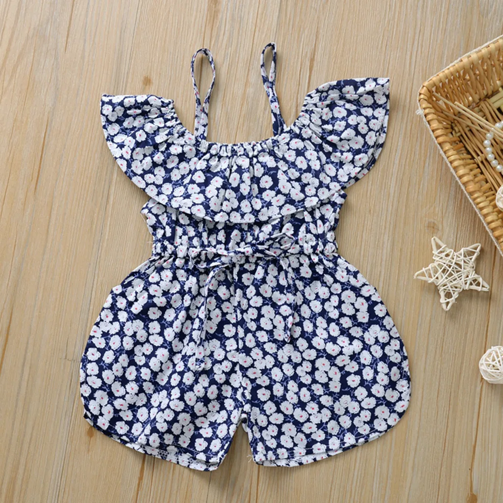 Одежда для маленьких девочек комбинезон на бретельках с открытыми плечами
