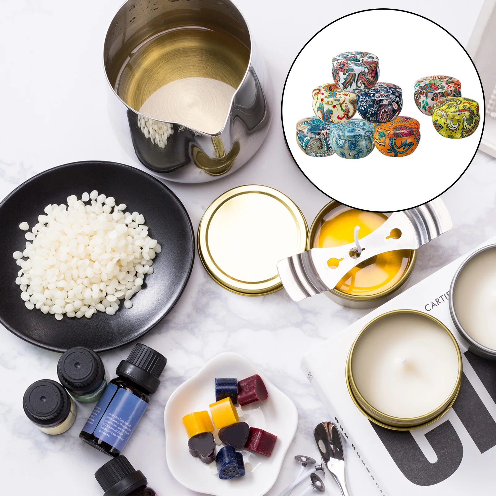 

DIY Candle Making Kit Soy Wax Can Wick Holder Perfect Gifts Odorless Long Burning Time Non-toxic No Residue No Black Smoke