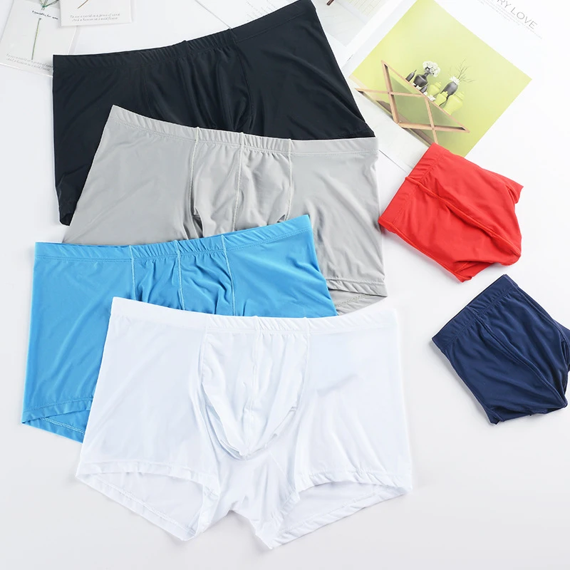 Men's Nylon Ice Silk Sexy Man Underwear Separable Pouch Boxer Shorts Breathable Comfortable Men Underpants