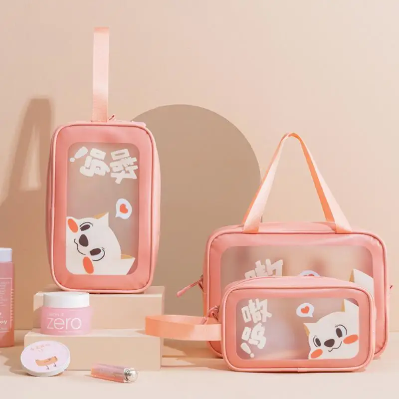 

S/M/L PVC Waterproof Storage Bag For Toiletries Cosmetic Cute Handheld Convenient Travel Makeup Organizer Case Female Wash Bag