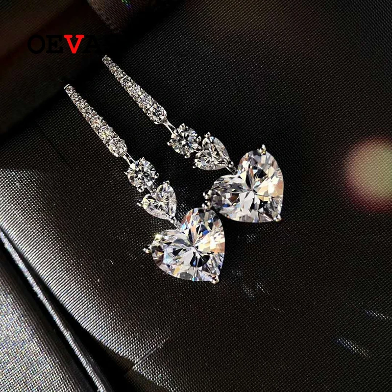 

Женские серьги-подвески из серебра 100% пробы, с бриллиантами, 2 карата