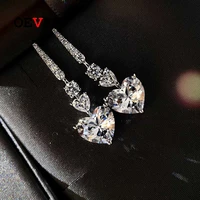 oevas 100 925 sterling silver 2 carat heart high carbon diamond drop earrings for women sparkling wedding party fine jewelry