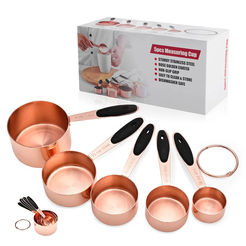 

5Pcs Kitchen Measuring Spoons Cups Stainless Steel Set Teaspoon Coffee Sugar Scoop Cake Baking Flour Cooking Tools Accessories