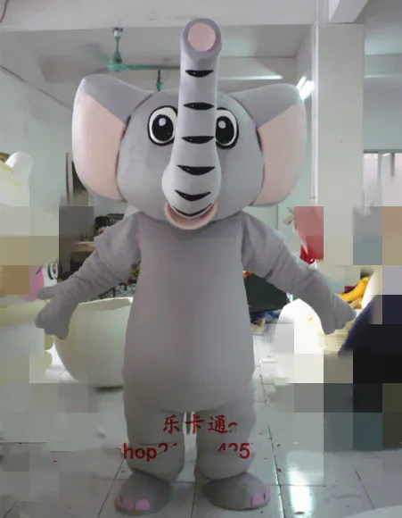 Милый костюм-талисман слон в виде слона Маскотте с большими ушками костюм для