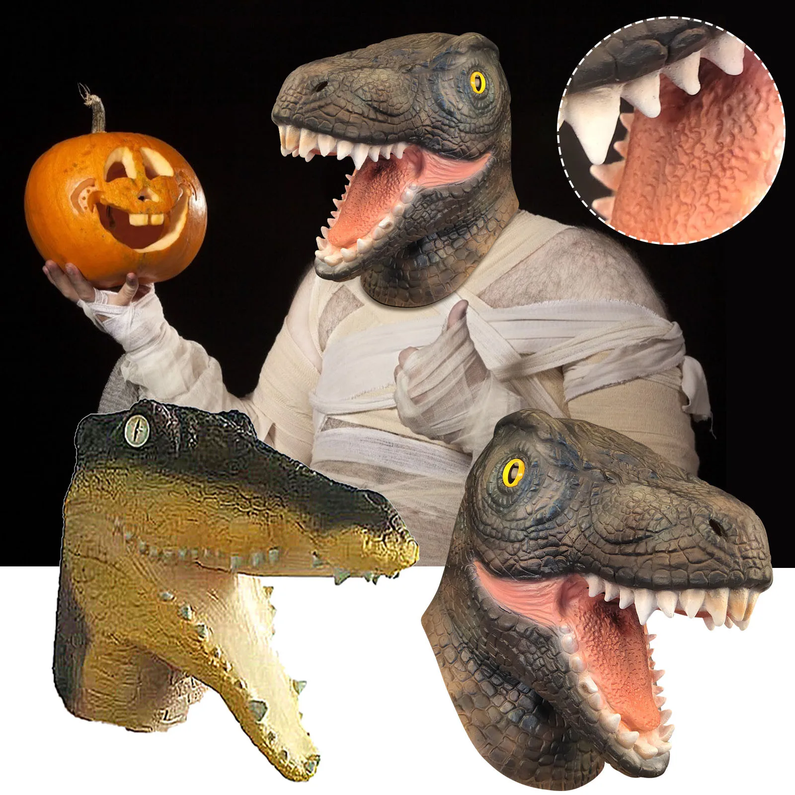 Забавная маска ужасов на Хэллоуин латексный шар динозавра Юрского периода