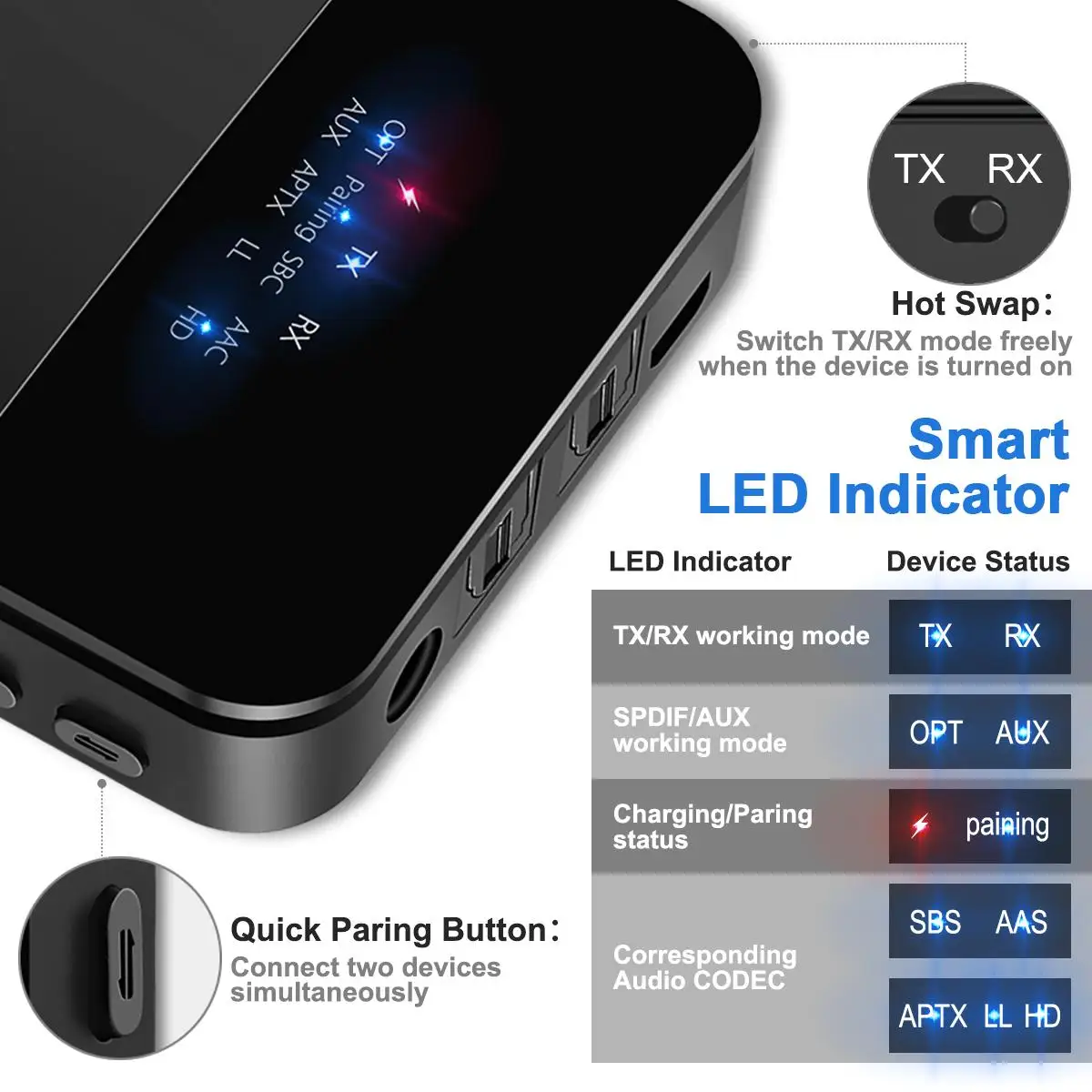 ELEGIANT 3 5 мм AUX для автомобильных наушников bluetooth 0 аудио передатчик приемник AptX HD LL