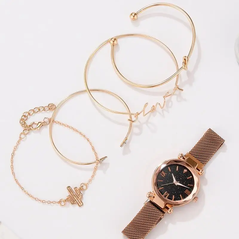 

Ins New Style Bracelet Set Minimalist Fashion Women Watch Quartz Watch Set Trend Women's Watch Set