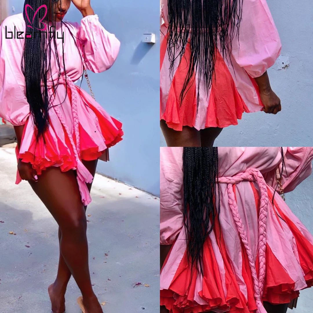 2019 женское летнее новое бальное платье с длинным рукавом и О-образным вырезом