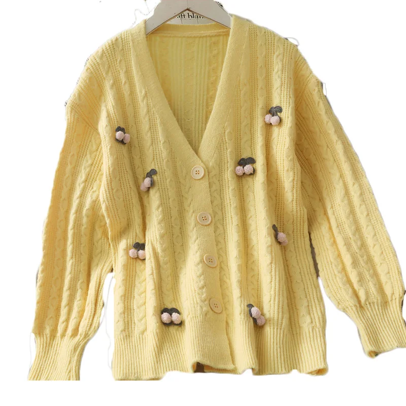 

Knitted Cardigan Sweater Women 2021 Spring And Autumn New Loose Sweet Small Fresh Student Twist Japanese Short Coat T72