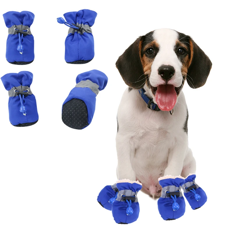4 шт./компл. собака зимняя обувь Водонепроницаемый анти скольжения для снега и