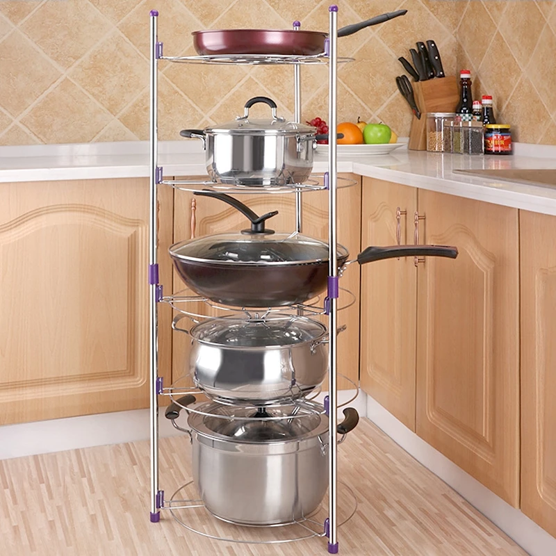 2/3 яруса плакировка горшок стеллаж для хранения Пан контейнер кухонная посуда