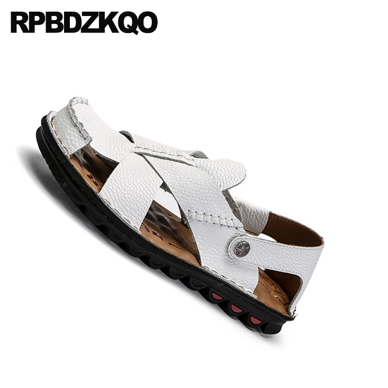 Шлепанцы мужские с закрытым носком дышащие сандалии гладиаторы натуральная кожа