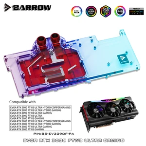 Блок графического процессора Barrow для EVGA 3090 FTW3 3080 ULTRA HYDRO, медный, игровой, VGA-кулер, синхронизация MOBO RGB, BS-EV3090F-PA