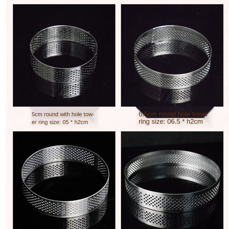 

Circular Stainless Steel Porous Tart Ring Bottom Tower Pie Cake Mould Baking ToolsHeat-Resistant Perforated Cake Mousse Ring, 8c