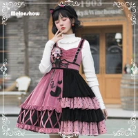 melonshow sweet lolita dress kawaii clothes victorian dress women autumn winter coat gothic lolita cute color contrast dress