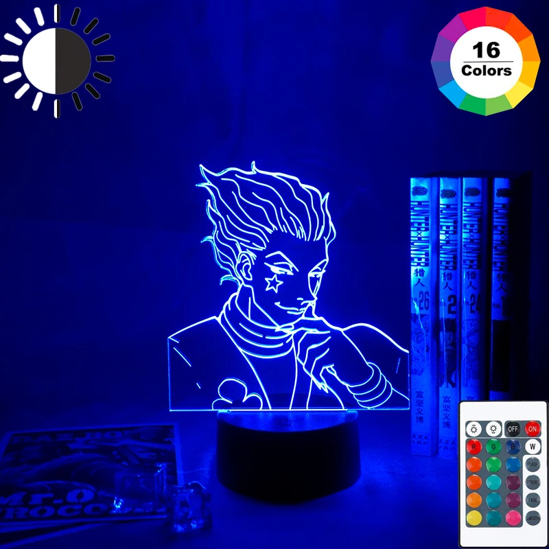 Anime Decor Table Lamp X Hunter LED Night Light with 16 Colors Remote Child Bedroom Desk Acrylic Cartoon Lampe | Лампы и освещение