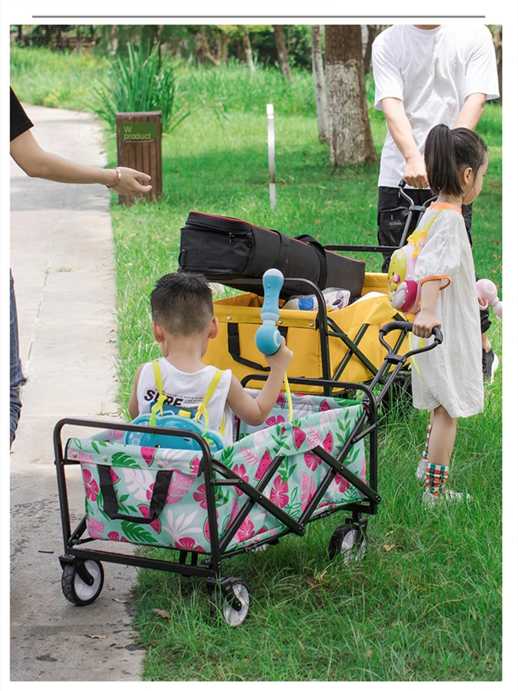 

Collapsible Folding Beach Cart Folding Beach Utility Wagon Garden Outdoor Wagon with Wheels for Camping Garden Beach Picnic