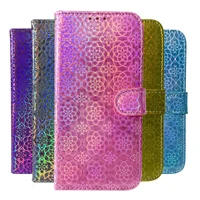 laser fluorescent flip wallet phone case for asus zenfone max pro m2 zb631kl smartphone case for asus zb631kl book bag cover