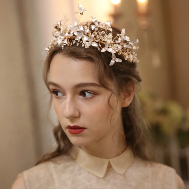 Оптовая продажа жемчужные бусины NPASON Цветочная повязка для волос Тиары ручной
