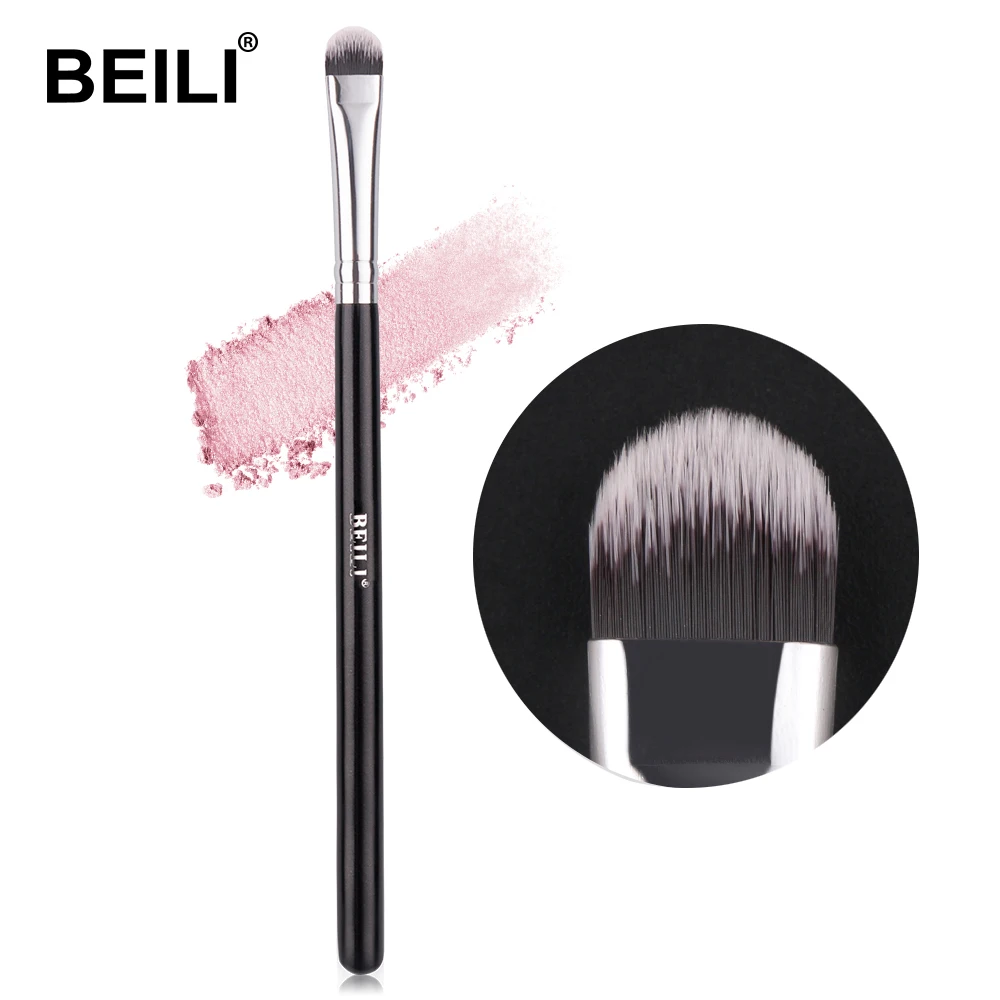 Черные синтетические кисти для макияжа BEILI тени век с пони Короткие дымчатые