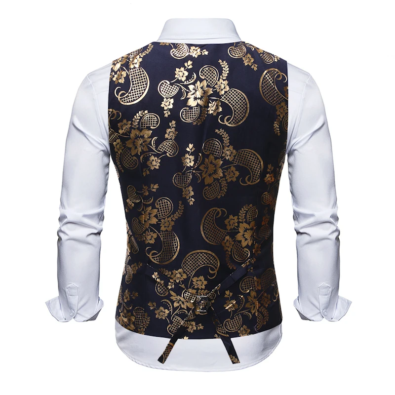 Новое поступление мужской жилет костюм свадьба без рукавов приталенная Пейсли